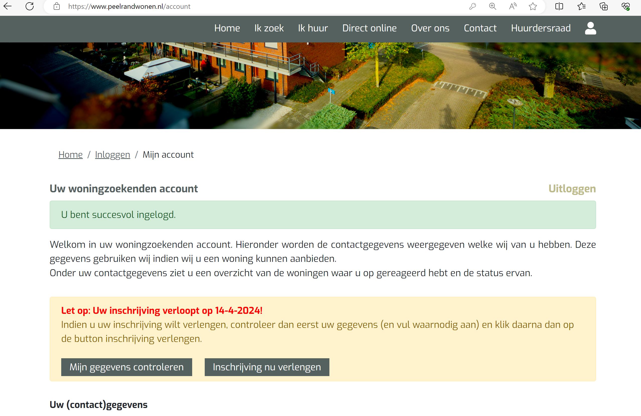 Verlengen inschrijving woningzoekenden